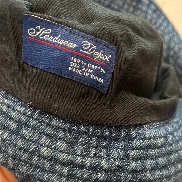 Vintage 90s Blue Denim Cotton belt buckle Bucket Hat size small medium adult - Picture 6 of 7